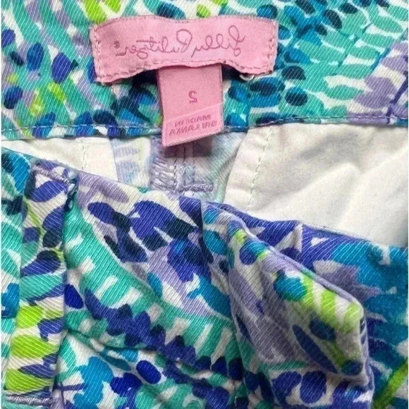 Lilly Pulitzer Shana Blue Current Fantasea Stretch Crop Pant Size 2 - Picture 6 of 7